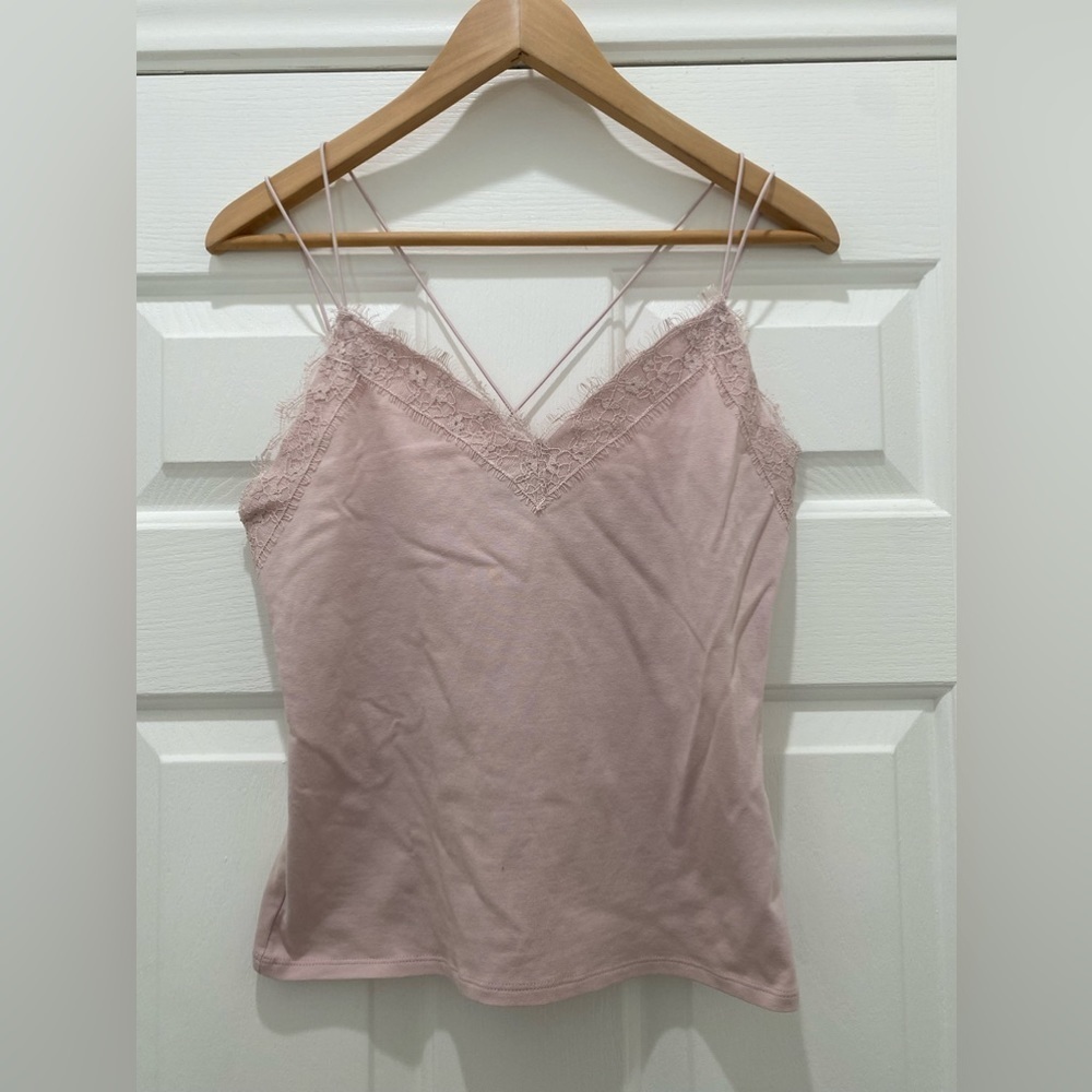 Pink Express Camisole Spaghetti Strap and Lace Tank, Blush Pink, Romantic Medium - Picture 2 of 4